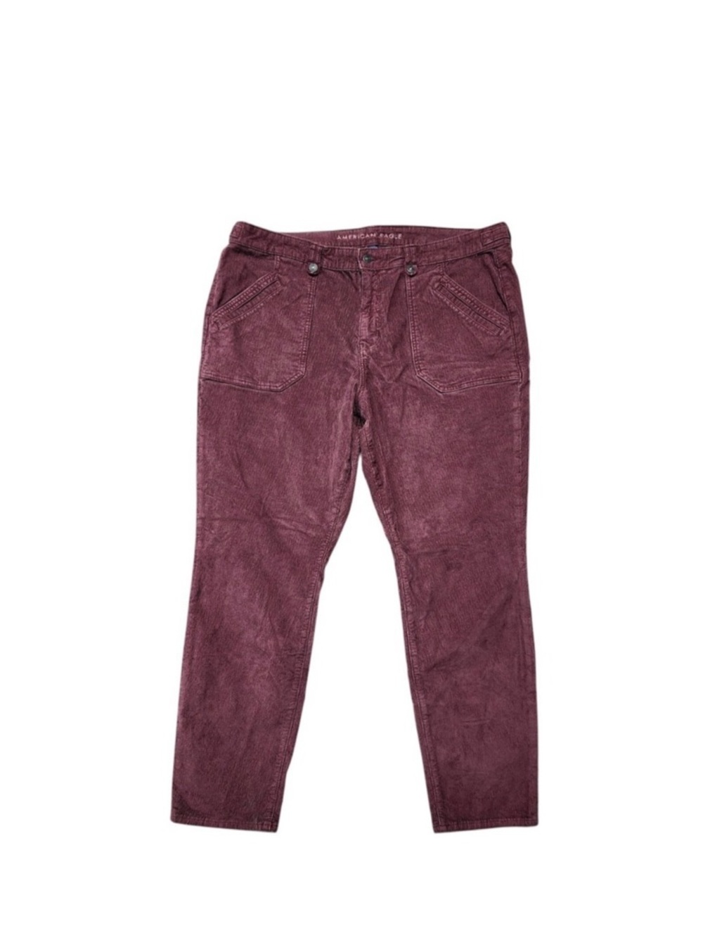 American Eagle Corduroy Pants Womens 20 Burgundy High Rise Stretch Carpenter